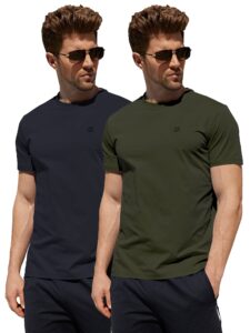 2 pack men's performance t-shirt wrinkle-resistant quick dry short sleeve moisture wicking upf 50+ sun protection sports(black army green,m)