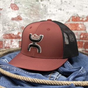 HOOEY Sterling 6-Panel Adjustable Trucker w/Logo (Maroon/Black)