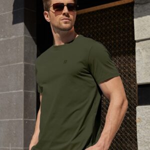 2 Pack Men's Performance T-Shirt Wrinkle-Resistant Quick Dry Short Sleeve Moisture Wicking UPF 50+ Sun Protection Sports(Black Army Green,M)