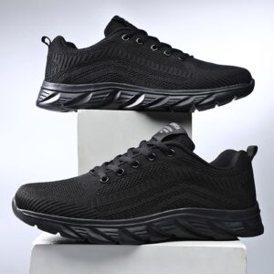 FAJIA Waterproof Hiking Boots Fashion Men Mesh Mountaineering Casual Sport Shoes Lace Up Solid Color Running (Black, 11)