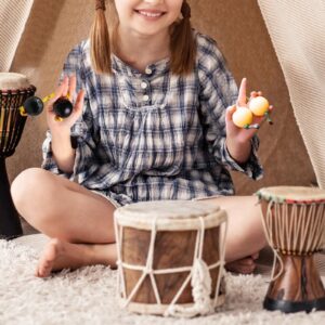 TOOYFUL Rhythmic Ball,Music Egg Shaker Double Gourd Percussion,Kashaka Instrument,Musical Fingertip Ball Drum Ball,African Shaker Rattle