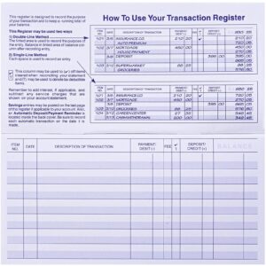 6PCS Check Registers for Personal Checkbook, Easy to Read Checkbook Register