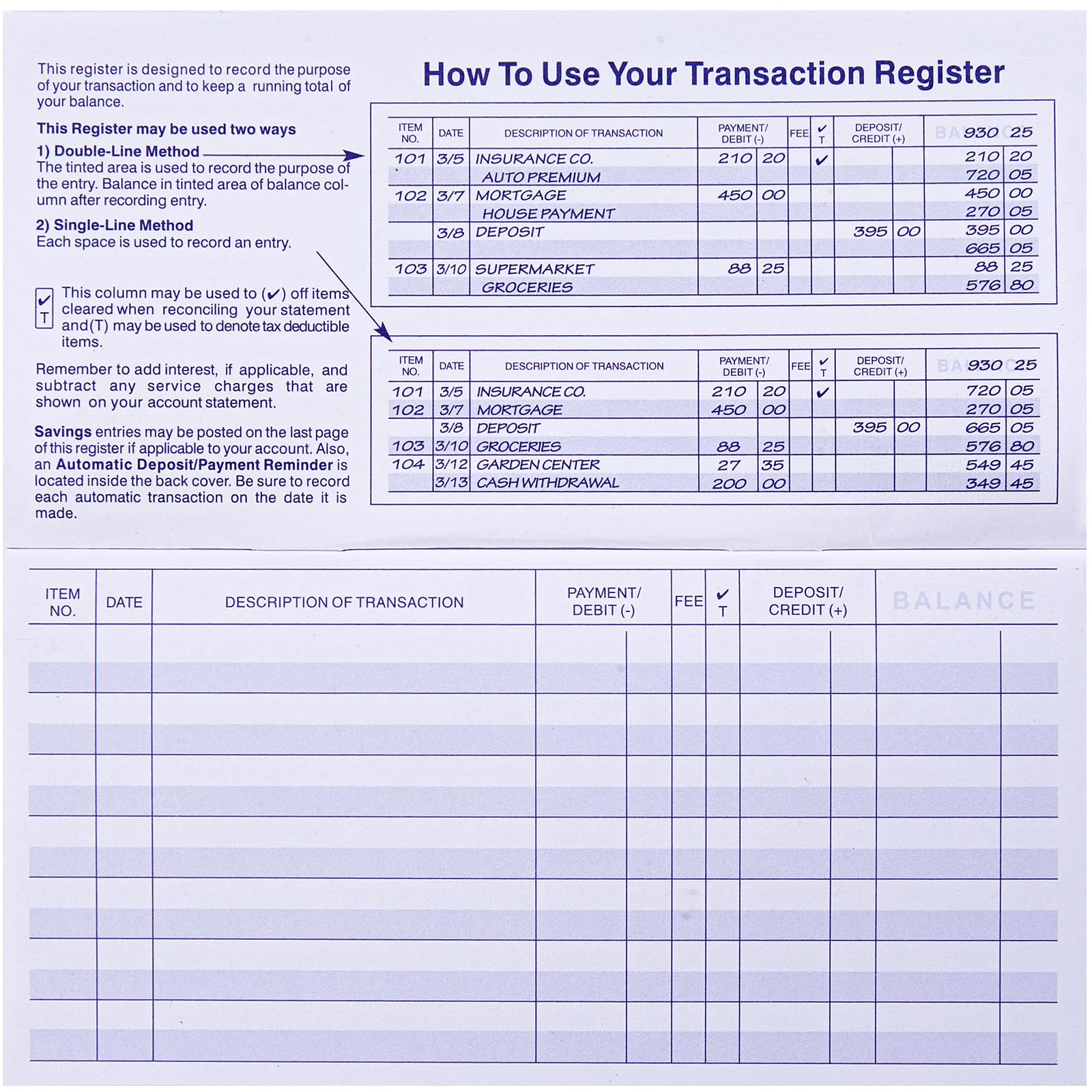 12PCS Check Registers for Personal Checkbook, Easy to Read Checkbook Register