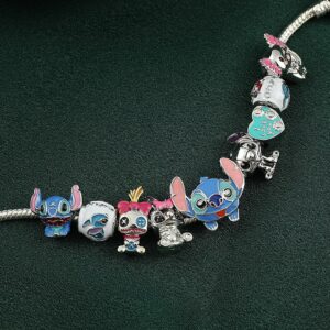 Ohana Means Family Stitch Bracelet - Charms Gift Ohana Jewelry for Women Boys Girls Stitch Lover (7.48in)