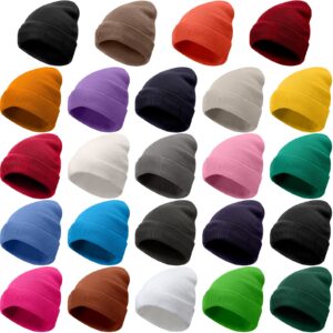 jagely 24 pcs knit beanie warm winter hats unisex soft cozy multicolor cuffed skull cap for men women knitted hat for adult