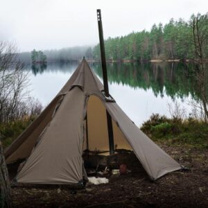 OneTigris Northgaze 2~4 Person Lightweight Hot Tent with Stove Jack,5.3lb, 4 Season Waterproof Lightweight Wind-Resistant for Camping Backpacking Hiking Hunting Fishing (Coyote Brown)