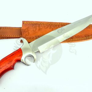 wolf forge art Handmade American Hunting Bowie knife stainless steel Best Hunting Knives For Outdoors Camping survival knife With Leather Sheath