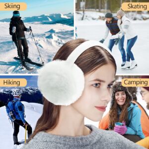 FSTEOE Winter Ear Muffs Women Warm Earmuffs Girls Ear Warmer Soft Plush Outdoor Plush Adjustable Ear Cover (Khaki)