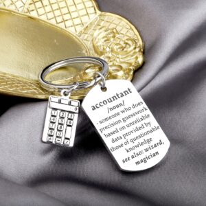 MAOFAED Stainless Steel Accountant Keychain - Perfect for Accountants' Birthday or Just Saying I Care