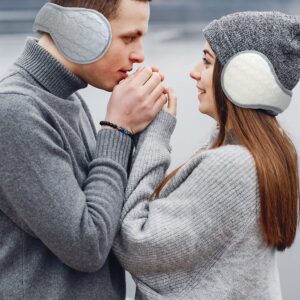 6 Pieces Unisex Ear Muffs Cold Winter Knit Earmuffs Fur Foldable Behind The Head Ear Warmer with Adjustable Wrap for Women Men Girls Valentine's Day Present