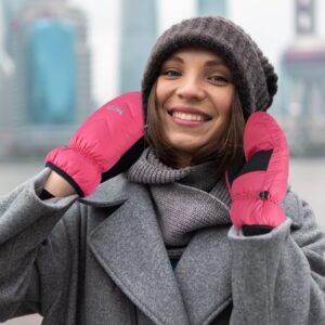 MCTi Women's Goose Down Mittens Waterproof Touch Screen Packable Ultra Light Snow Mitts