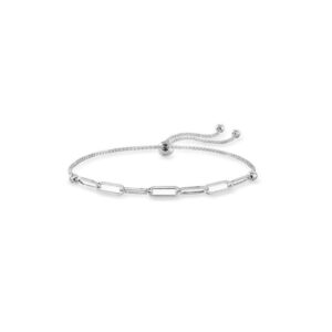 savlano 5mm 925 sterling silver solid adjustable bolo slider paperclip link bracelet comes with gift box for women - made in italy