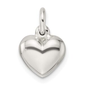 Auriga Fine Jewelry 925 Sterling Silver Puffed Heart Charm Pendant for Women (L- 0.65 Inch, W- 0.39 Inch)