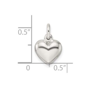 Auriga Fine Jewelry 925 Sterling Silver Puffed Heart Charm Pendant for Women (L- 0.65 Inch, W- 0.39 Inch)