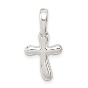 Auriga Fine Jewelry 925 Sterling Silver Tiny Freeform Cross Pendant, (L- 23 mm, W- 12 mm) Gift for Women