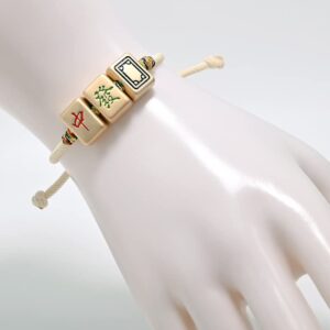 memebuy Chinese Mahjong LUCKY Bracelet Woven Gambling Cotton Adjustable Unisex Women Men