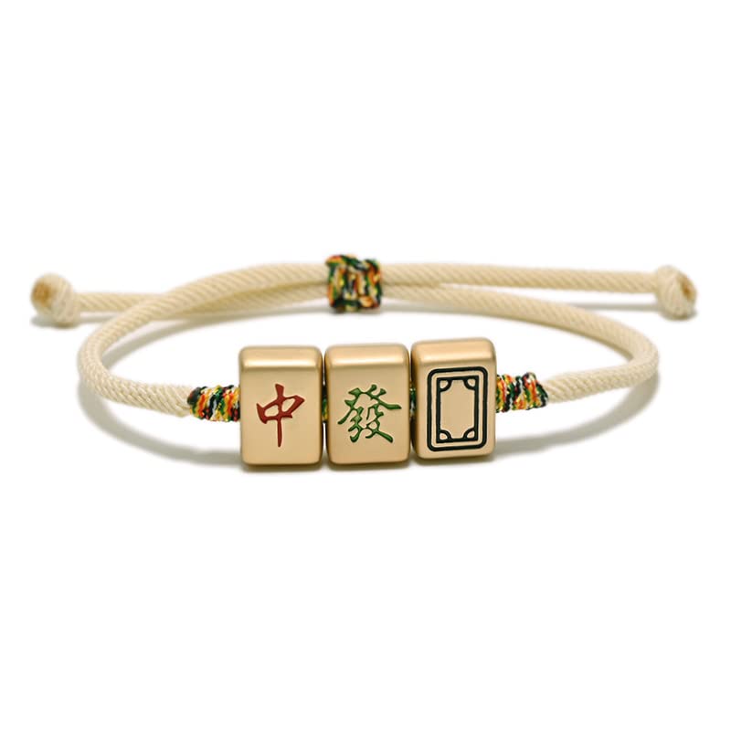 memebuy Chinese Mahjong LUCKY Bracelet Woven Gambling Cotton Adjustable Unisex Women Men