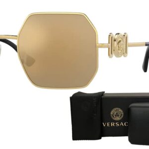 Versace VE2248 10027P 58MM Gold/Brown Mirror Gold Hexagonal Sunglasses for Women + BUNDLE With Designer iWear Eyewear Kit