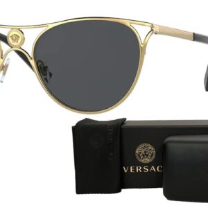 Versace VE2237 100287 57MM Gold/Dark Grey Cateye Sunglasses for Women+ BUNDLE With Designer iWear Eyewear Kit