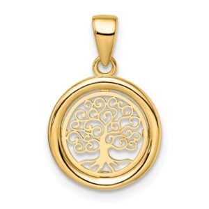 Auriga Fine Jewelry 14k Yellow Gold Tree of Life Circle Pendant, for Women (L-14mm, W-14mm)