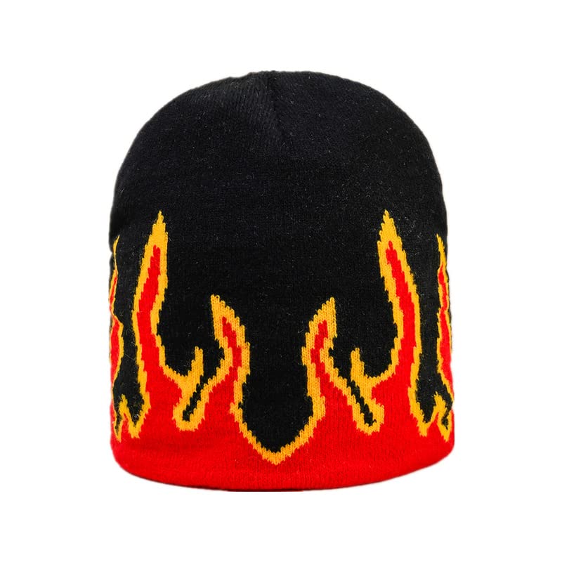 SWANOWING Casual Flame Beanie Fall Winter for Men & Women Warm Hip Hop Design Knit Skull Caps Fashion Red