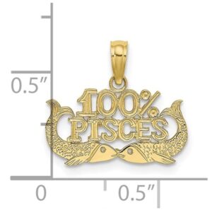 Gem And Harmony 10K Yellow Gold 100% PISCES Charm Astrology Pendant Necklace with Chain