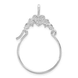 auriga fine jewelry 925 sterling silver heart with scroll charm holder pendant for women (l- 1.13 inch)