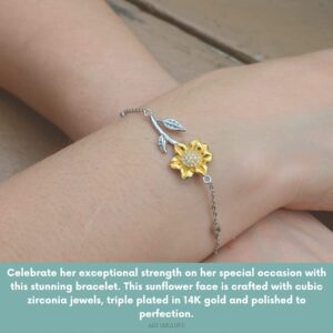 Granddaughter Gifts From Grandma, 925 Sterling Silver Bracelet, Granddaughter Gifts For Graduation Birthday Mothers Days Holidays Sunflower Bracelet Gift Set gdfgensf26