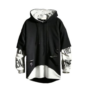 dudhuh mens hoodie fashion pullover letter print tracksuit techwear casual coat hip-hop sweatshirt