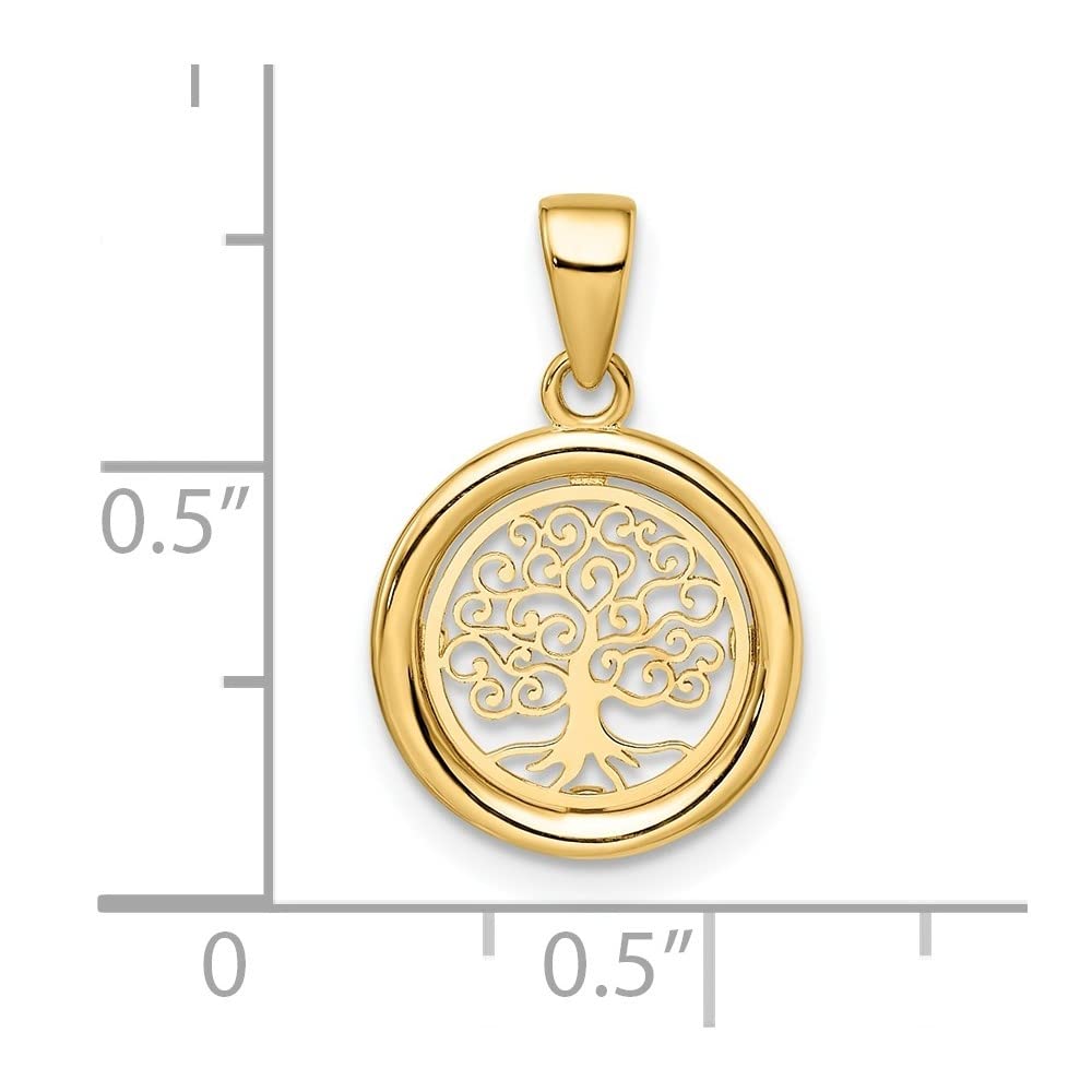 Auriga Fine Jewelry 14k Yellow Gold Tree of Life Circle Pendant, for Women (L-14mm, W-14mm)