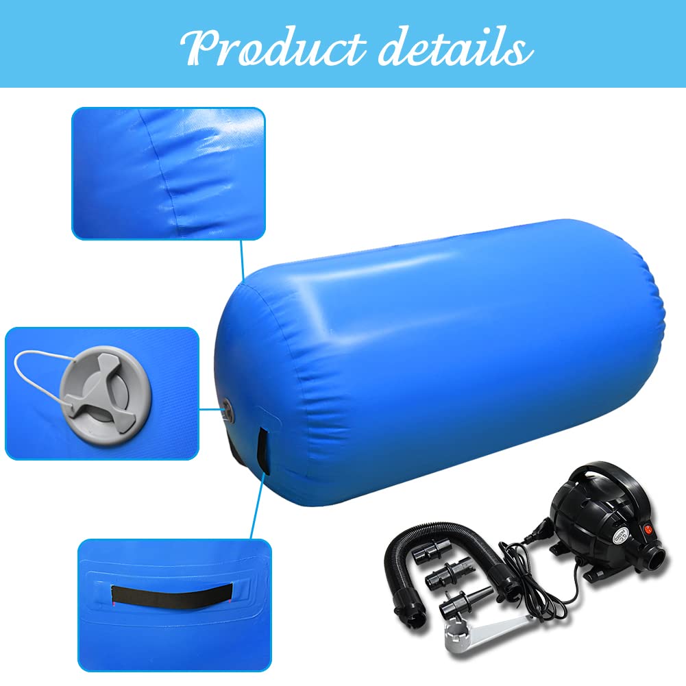 GBVUGY Gymnastics Air Barrel Roller,Inflatable Tumbling Mat Backbend Trainer with Electric Pump, Back Handspring Track Tumbler for Yoga Cheerleading Home & Water Use