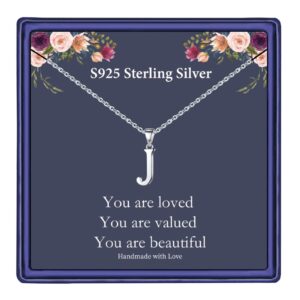 Hidepoo Sterling Silver Initial Necklaces for Women, Dainty Silver Initial Necklaces for Women Personalized Letter J Pendant Initial Necklaces Silver Initial Necklaces for Women Gifts Jewelry