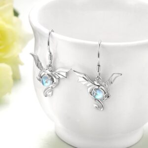 Dragon Earrings for Women Hypoallergenic Dragon Moonstone Drop Earring for Women Mom Jewelry Birthday Gift