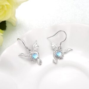 Dragon Earrings for Women Hypoallergenic Dragon Moonstone Drop Earring for Women Mom Jewelry Birthday Gift