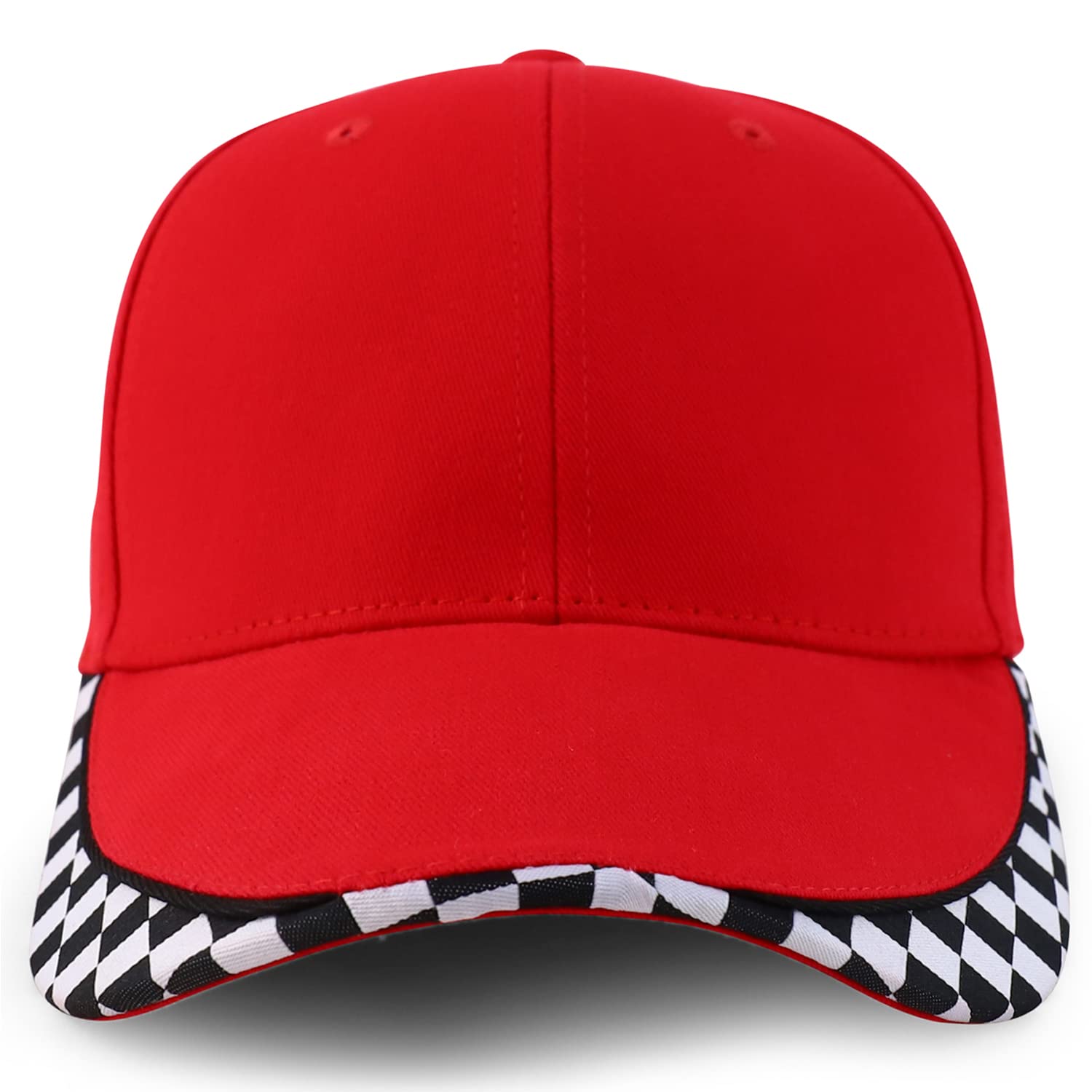 Armycrew Racing Flag Designed Bill Structured Baseball Cap - Red