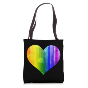 celestial rainbow heart tote bag