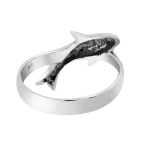 AeraVida Sleek Fearless Shark .925 Sterling Silver Band Ring | Cute Wedding Rings For Women | Casual Comfort Fit Silver Rings for Women | Ring Size (6-10) (7)