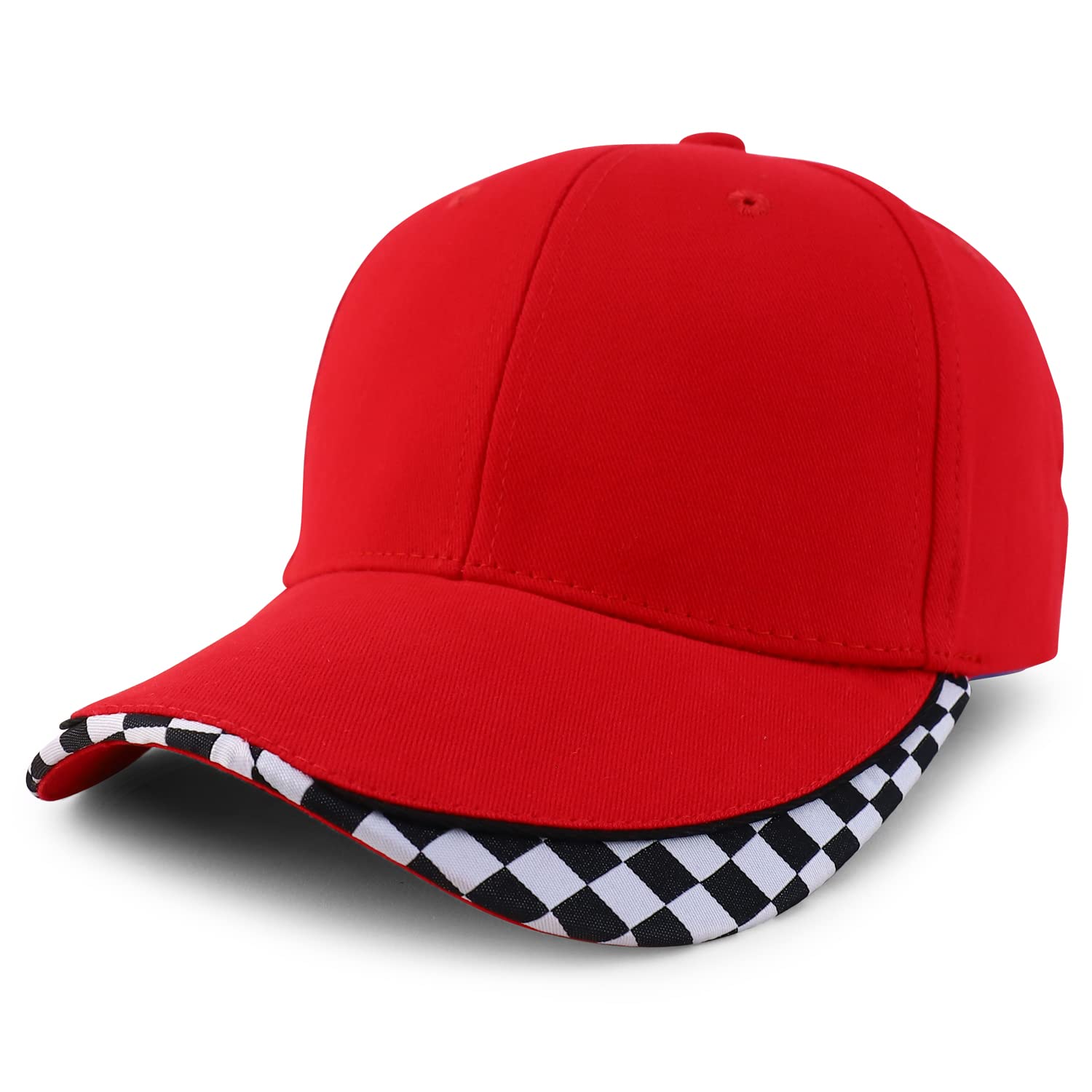 Armycrew Racing Flag Designed Bill Structured Baseball Cap - Red