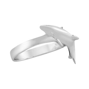 AeraVida Sleek Fearless Shark .925 Sterling Silver Band Ring | Cute Wedding Rings For Women | Casual Comfort Fit Silver Rings for Women | Ring Size (6-10) (7)