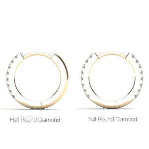 ANYGOLDS 14K Solid Gold 0.04ctw - 0.20ctw Round Diamond Hoop Earring Cartilage Daith Helix Tragus Conch Rook Snug Hoop Piercing (White Gold / 7mm / Full / 0.16ctw / Pair)