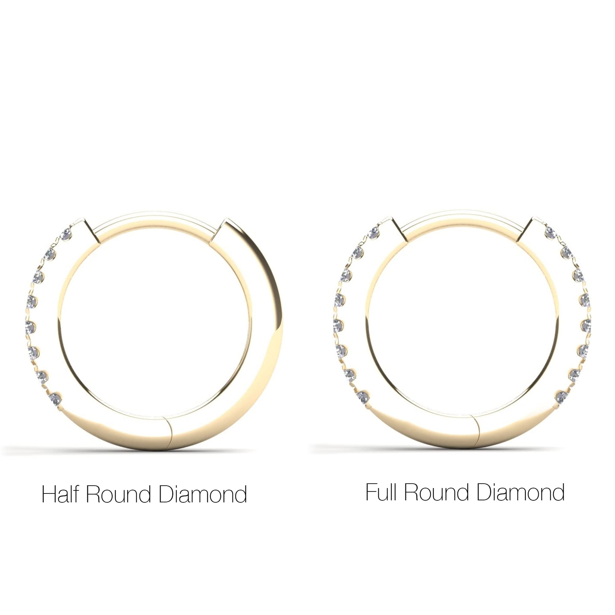 ANYGOLDS 14K Solid Gold 0.04ctw - 0.20ctw Round Diamond Hoop Earring Cartilage Daith Helix Tragus Conch Rook Snug Hoop Piercing (White Gold / 7mm / Full / 0.16ctw / Pair)