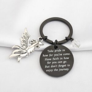 FUSTMW Phoenix Keychain Gifts Inspirational Phoenix Bird Gifts Rising Phoenix Gift Phoenix Charm Pendant Jewelry (Black)