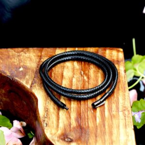 Findout 2mm black Waterproof Braided Leather Necklace Wax Rope Chain For Men, Waterproof Braided Leather, No Gemstone