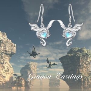 Dragon Earrings for Women Hypoallergenic Dragon Moonstone Drop Earring for Women Mom Jewelry Birthday Gift