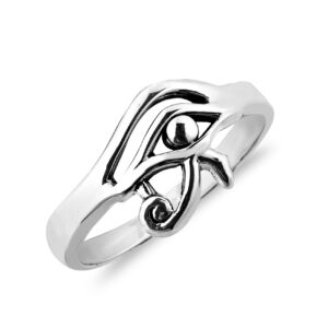 AeraVida Everyday Egyptian Eye of Horus .925 Sterling Silver Ring | Sterling Silver Rings Set Size 5-11 | Sterling Silver Rings for Women | Horus Rings for Women (11)