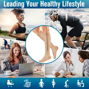 BLUEENJOY Zipper Compression Socks - 2 Pairs 15-20mmHg Open Toe Toeless Compression Socks for Women and Men