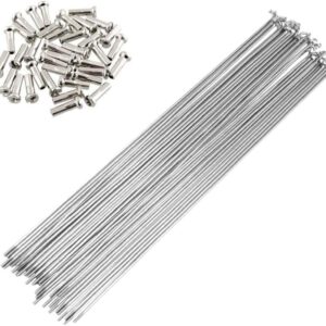 Kerjio 36PCS Bicycle 10g Spokes Road Spokes with Nipples Silver Bicycle Spokes 170MM