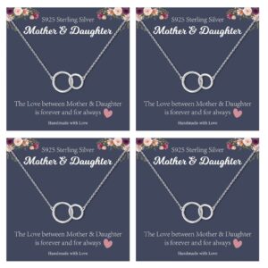 storup mother daughter matching necklace, mom daughter necklace set mothers day gifts for mom daughter interlocking circles necklaces jewelry mom gifts from daughters birthday gifts for mom daughter