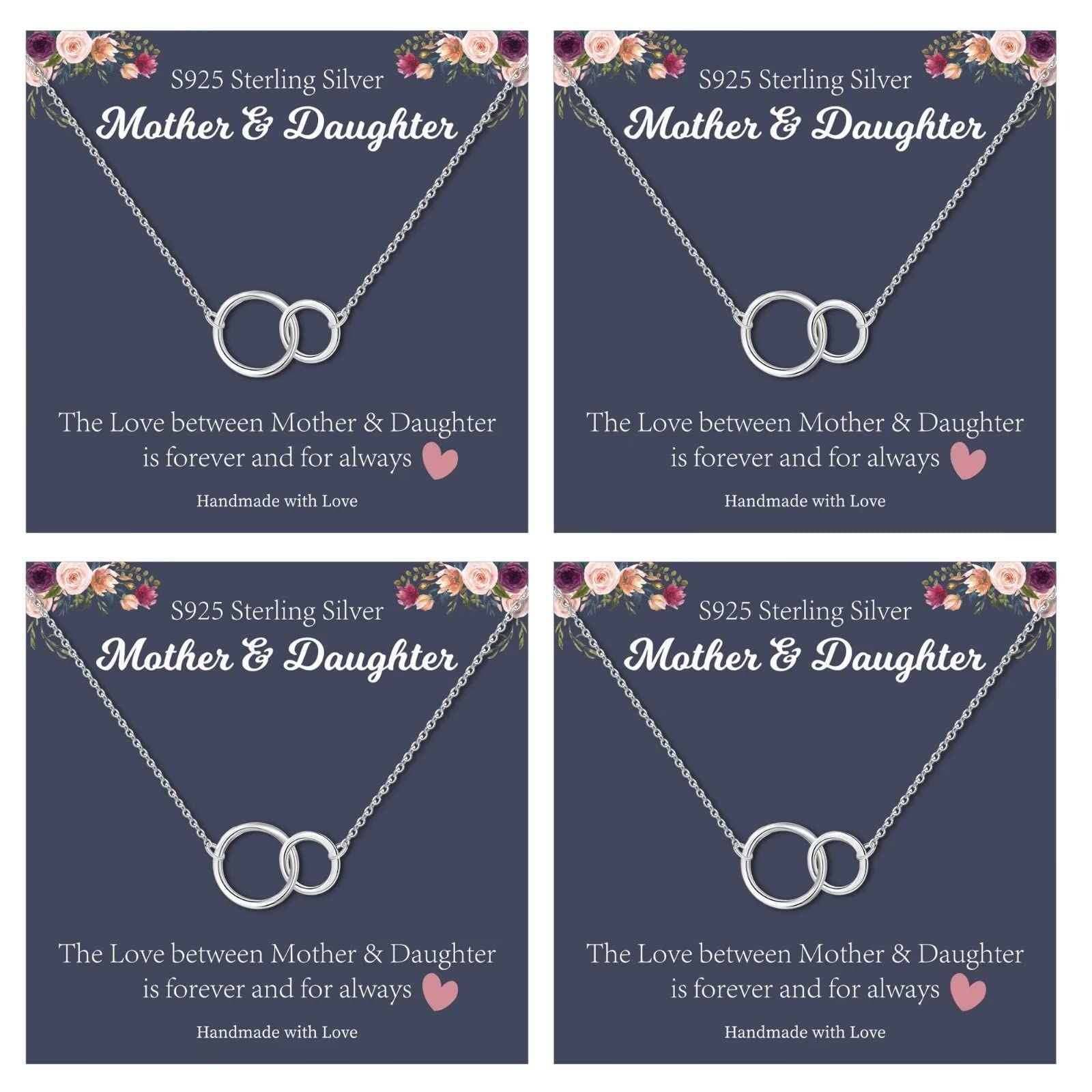 STORUP Mother Daughter Matching Necklace, Mom Daughter Necklace Set Mothers Day Gifts for Mom Daughter Interlocking Circles Necklaces Jewelry Mom Gifts from Daughters Birthday Gifts for Mom Daughter