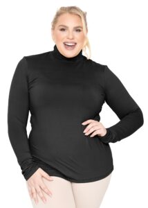 women's plus size long sleeve turtleneck top black 6x